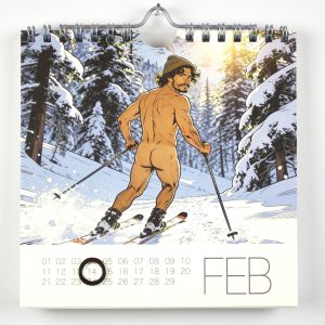 Monatsseite Februar des Pin-up Graphic-Novel Tischkalenders „My Timeless Little Fantasy“, an der Wand hängend